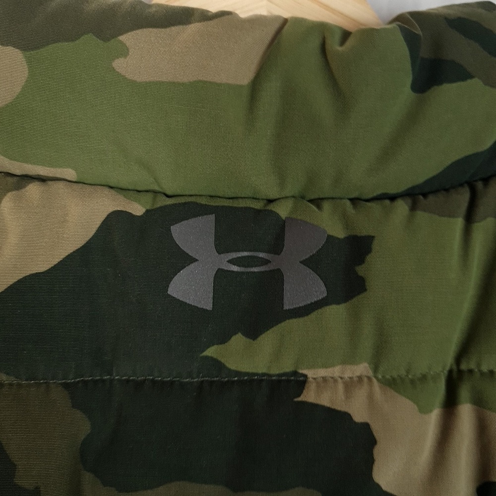 Under Armour Vest Boys XL 18-20 Green Camo Fleece Lined Puffer ColdGear Storm - Picture 14 of 16